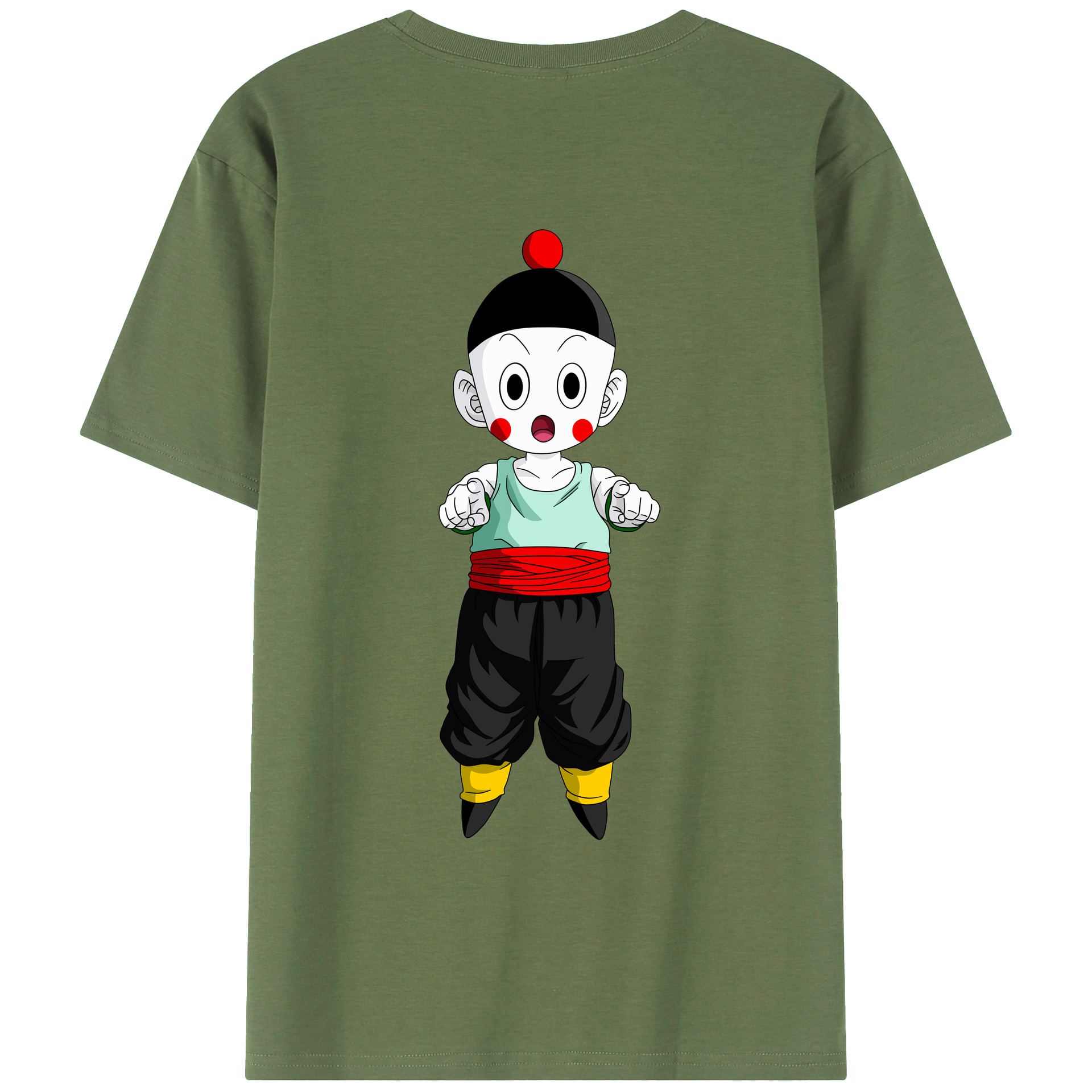 （画像用） ドラゴンボール 餃子（チャオズ）DRAGON BALL Chaoz 綿100％ メンズ半袖Tシャツ（バックプリント） 通気性